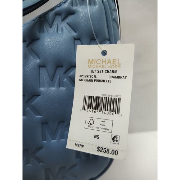 Michael Kors Jet Set Charm Blue Leather Zipper Closure Hobo Shoulder Bag - NWT - Picture 5 of 16